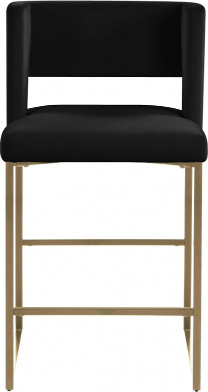 Meridian Furniture - Caleb Black Velvet Counter Stool (Set of 2) - 969Black-C veiw 4
