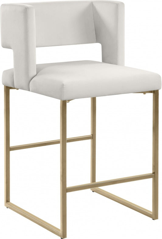 Meridian Furniture - Caleb Cream Velvet Counter Stool (Set of 2) - 969Cream-C veiw 1