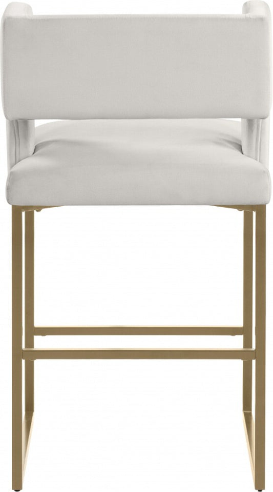 Meridian Furniture - Caleb Cream Velvet Counter Stool (Set of 2) - 969Cream-C veiw 2