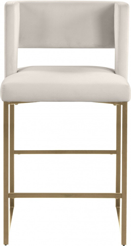 Meridian Furniture - Caleb Cream Velvet Counter Stool (Set of 2) - 969Cream-C veiw 4