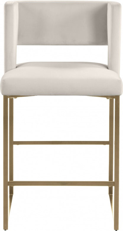 Meridian Furniture - Caleb Cream Velvet Counter Stool (Set of 2) - 969Cream-C veiw 4