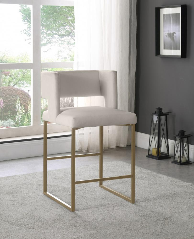 Meridian Furniture - Caleb Cream Velvet Counter Stool (Set of 2) - 969Cream-C veiw 6