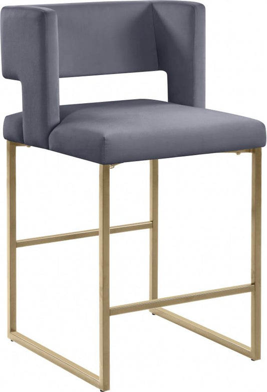Meridian Furniture - Caleb Grey Velvet Counter Stool (Set of 2) - 969Grey-C veiw 1