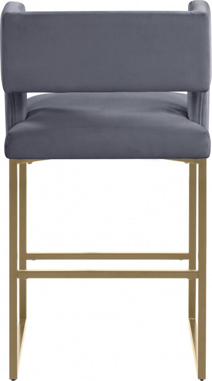 Meridian Furniture - Caleb Grey Velvet Counter Stool (Set of 2) - 969Grey-C veiw 2
