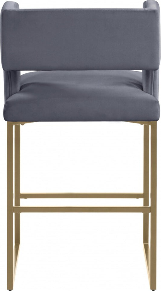 Meridian Furniture - Caleb Grey Velvet Counter Stool (Set of 2) - 969Grey-C veiw 2