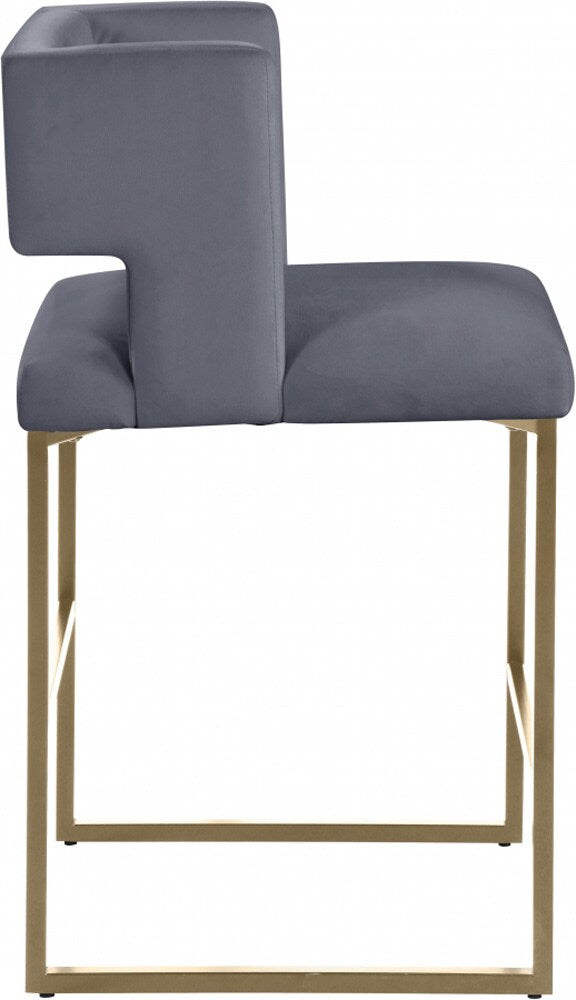 Meridian Furniture - Caleb Grey Velvet Counter Stool (Set of 2) - 969Grey-C veiw 3