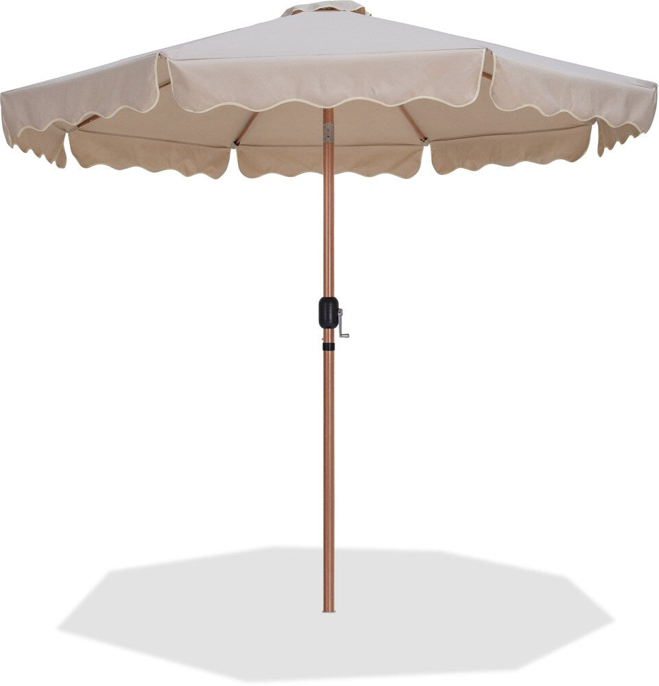 Meridian Furniture - Amalfi Beige With Cream Piping Fabric Patio Umbrellas - 55017Beige-U veiw 1