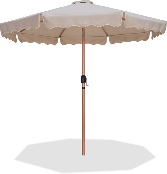 Meridian Furniture - Amalfi Beige With Cream Piping Fabric Patio Umbrellas - 55017Beige-U veiw 1