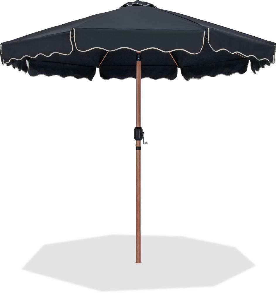 Meridian Furniture - Amalfi Black With Cream Piping Fabric Patio Umbrellas - 55017Black-U veiw 1