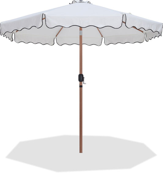 Meridian Furniture - Amalfi White With Black Piping Fabric Patio Umbrellas - 55017White-U veiw 1