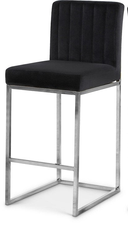 Meridian Furniture - Giselle Black Velvet Stool - 782Black-C veiw 1