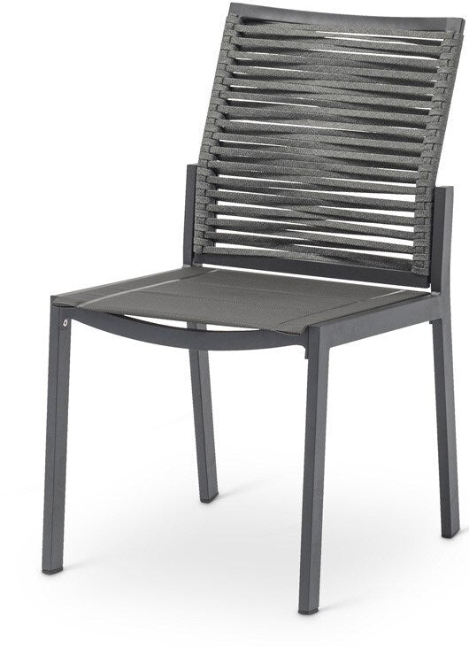 Meridian Furniture - Maldives Grey Rope Fabric Outdoor Patio Dining Side Chair (Set of 2) - 343Grey-SC veiw 1
