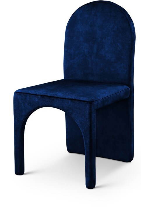 Meridian Furniture - Summer Navy Velvet Dining Side Chair (Set of 2) - 803Navy-SC veiw 1