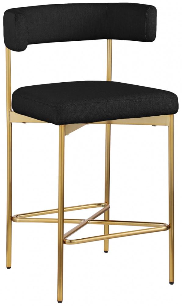 Meridian Furniture - Rivage Black Durable Linen Textured Fabric Stool (Set of 2) - 927Black-C veiw 1