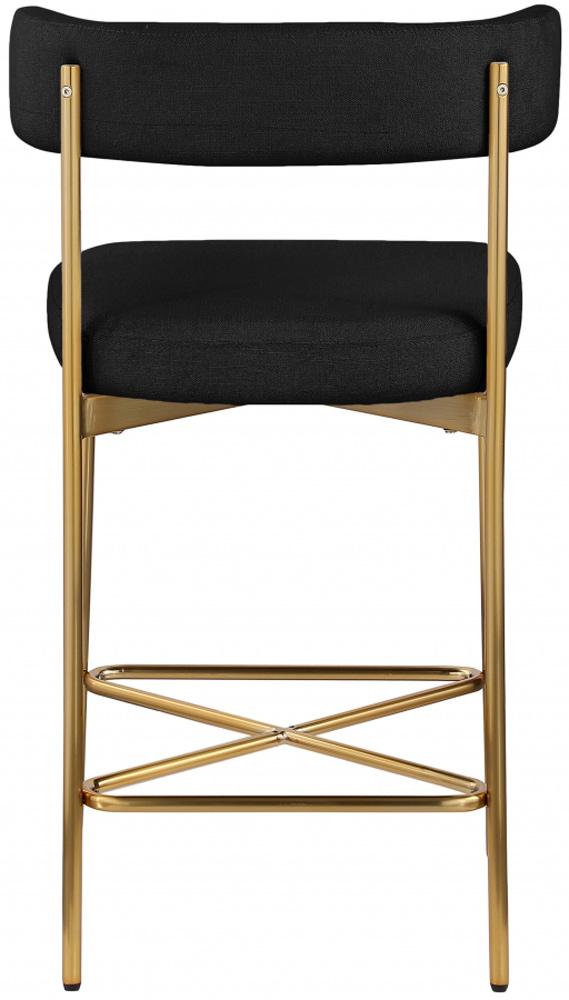 Meridian Furniture - Rivage Black Durable Linen Textured Fabric Stool (Set of 2) - 927Black-C veiw 2