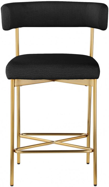 Meridian Furniture - Rivage Black Durable Linen Textured Fabric Stool (Set of 2) - 927Black-C veiw 3