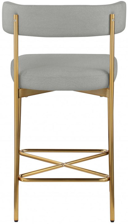 Meridian Furniture - Rivage Light Grey Durable Linen Textured Fabric Stool (Set of 2) - 927Grey-C veiw 2