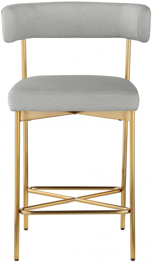 Meridian Furniture - Rivage Light Grey Durable Linen Textured Fabric Stool (Set of 2) - 927Grey-C veiw 3