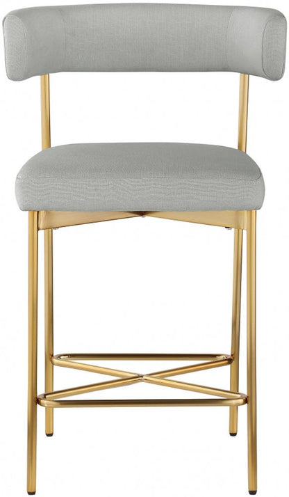 Meridian Furniture - Rivage Light Grey Durable Linen Textured Fabric Stool (Set of 2) - 927Grey-C veiw 3