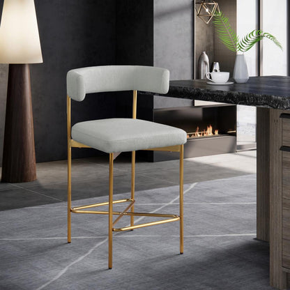 Meridian Furniture - Rivage Light Grey Durable Linen Textured Fabric Stool (Set of 2) - 927Grey-C veiw 6