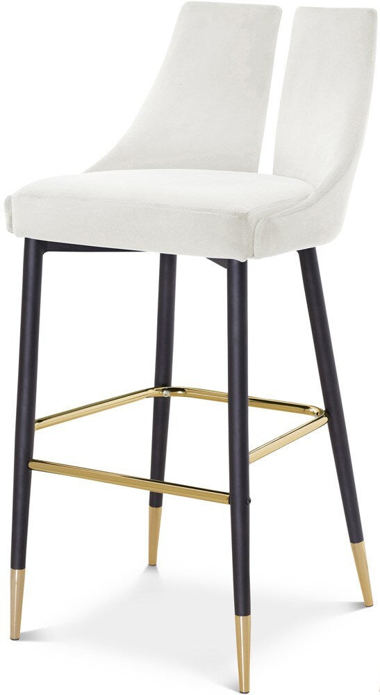 Meridian Furniture - Sleek Cream Velvet Stool (Set of 2) - 960Cream-C veiw 1