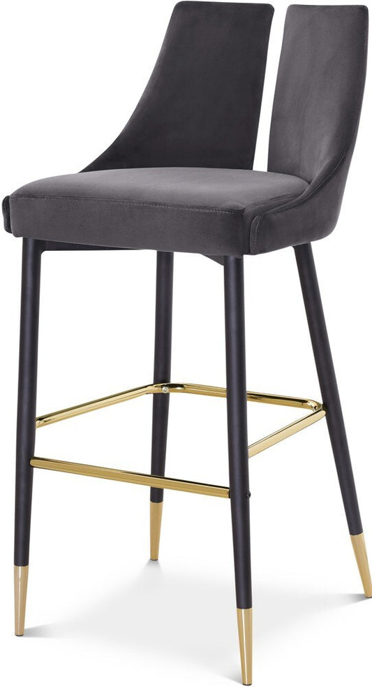 Meridian Furniture - Sleek Grey Velvet Stool (Set of 2) - 960Grey-C veiw 1