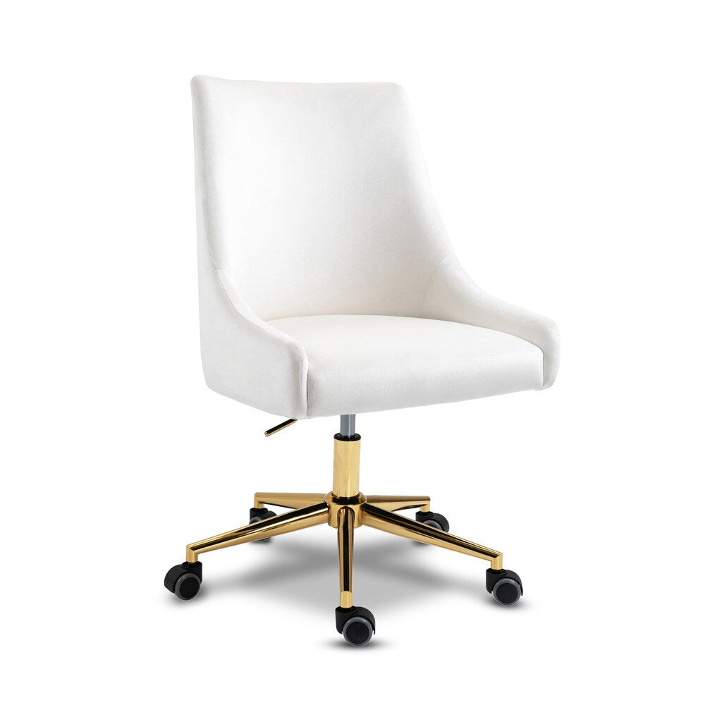 Meridian Furniture - Karina Cream Velvet Office Chair - 163Cream veiw 1