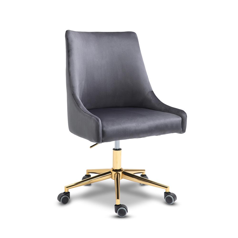 Meridian Furniture - Karina Grey Velvet Office Chair - 163Grey veiw 1