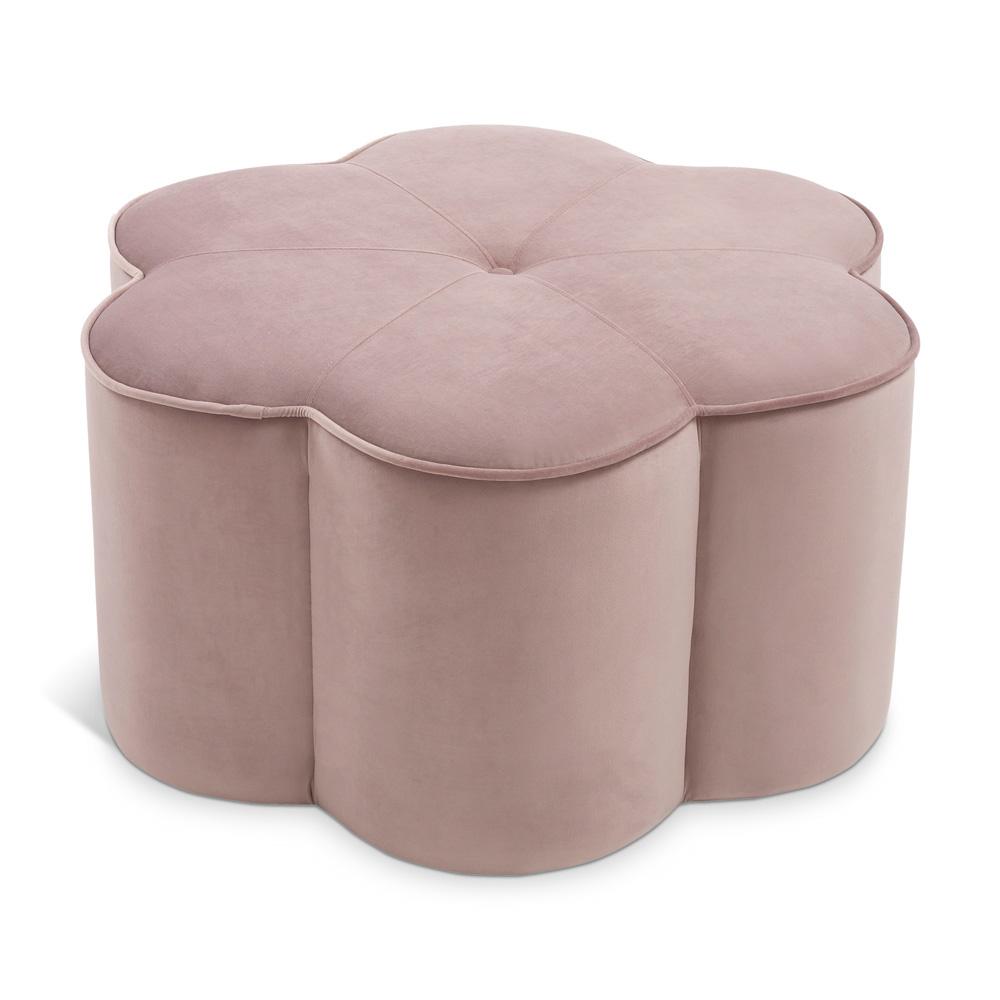 Meridian Furniture - Daisy Pink Velvet Ottoman - 172Pink veiw 1