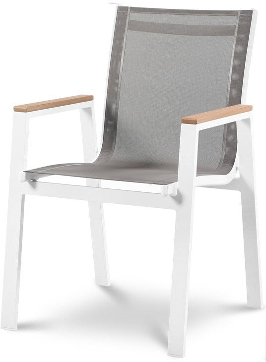 Meridian Furniture - Nizuc Grey Mesh Water Resistant Fabric Outdoor Patio Aluminum Mesh Dining Arm Chair (Set of 2) - 365Grey-AC veiw 1