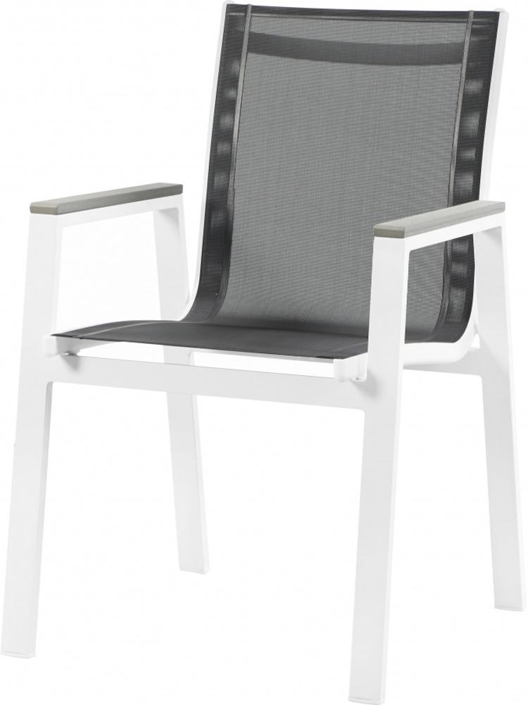 Meridian Furniture - Nizuc Black Mesh Water Resistant Fabric Outdoor Patio Aluminum Mesh Dining Arm Chair (Set of 2) - 366Black-AC veiw 1
