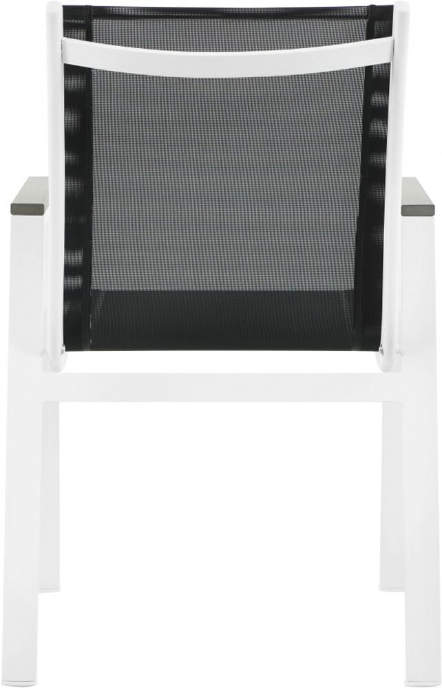 Meridian Furniture - Nizuc Black Mesh Water Resistant Fabric Outdoor Patio Aluminum Mesh Dining Arm Chair (Set of 2) - 366Black-AC veiw 2