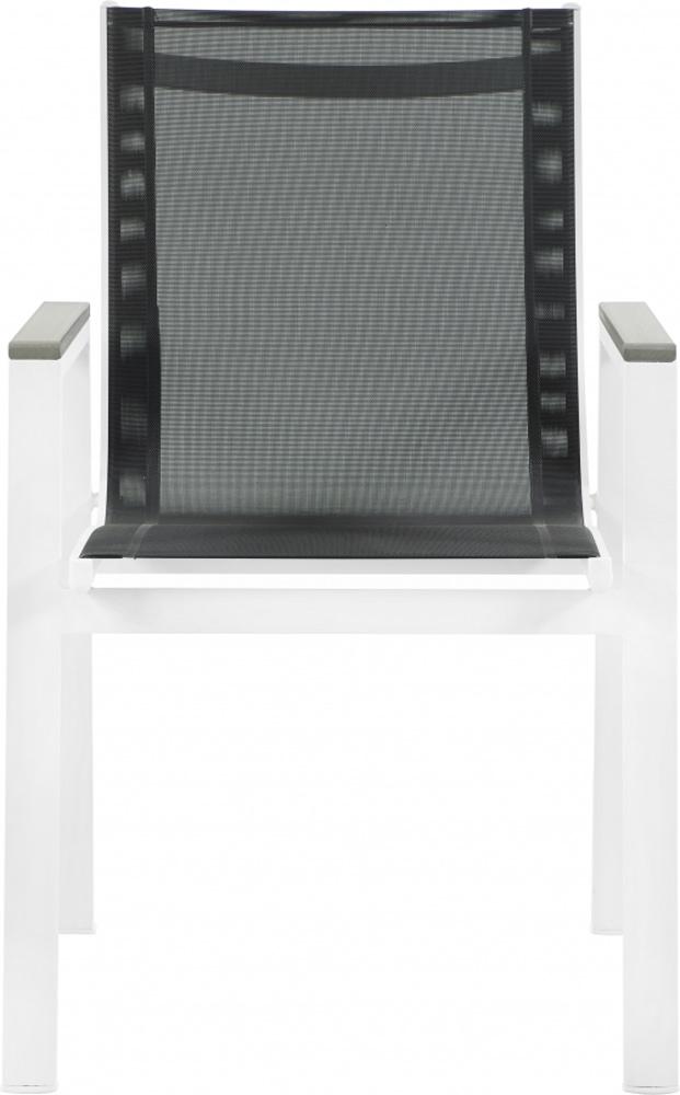 Meridian Furniture - Nizuc Black Mesh Water Resistant Fabric Outdoor Patio Aluminum Mesh Dining Arm Chair (Set of 2) - 366Black-AC veiw 3