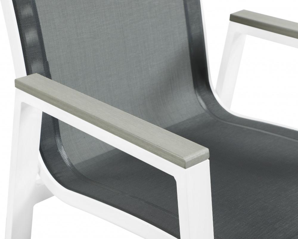 Meridian Furniture - Nizuc Black Mesh Water Resistant Fabric Outdoor Patio Aluminum Mesh Dining Arm Chair (Set of 2) - 366Black-AC veiw 5