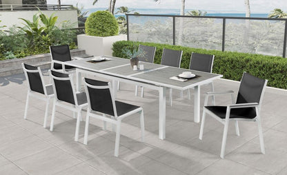 Meridian Furniture - Nizuc Black Mesh Water Resistant Fabric Outdoor Patio Aluminum Mesh Dining Arm Chair (Set of 2) - 366Black-AC veiw 6
