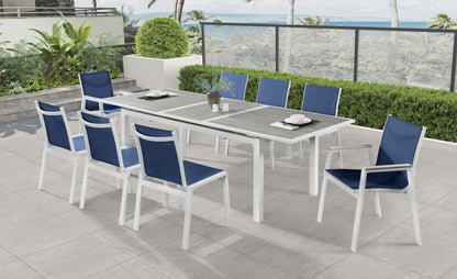 Meridian Furniture - Nizuc Navy Mesh Water Resistant Fabric Outdoor Patio Aluminum Mesh Dining Arm Chair (Set of 2) - 366Navy-AC veiw 5