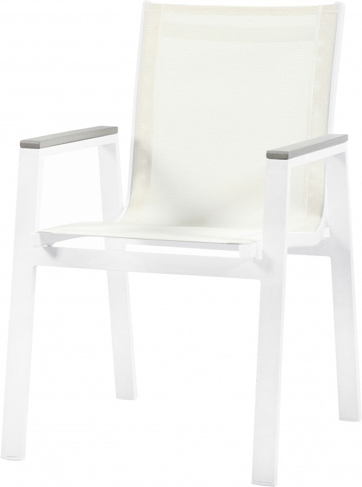 Meridian Furniture - Nizuc White Mesh Water Resistant Fabric Outdoor Patio Aluminum Mesh Dining Arm Chair (Set of 2) - 366White-AC veiw 1
