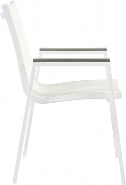 Meridian Furniture - Nizuc White Mesh Water Resistant Fabric Outdoor Patio Aluminum Mesh Dining Arm Chair (Set of 2) - 366White-AC veiw 4