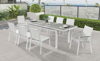 Meridian Furniture - Nizuc White Mesh Water Resistant Fabric Outdoor Patio Aluminum Mesh Dining Arm Chair (Set of 2) - 366White-AC veiw 5