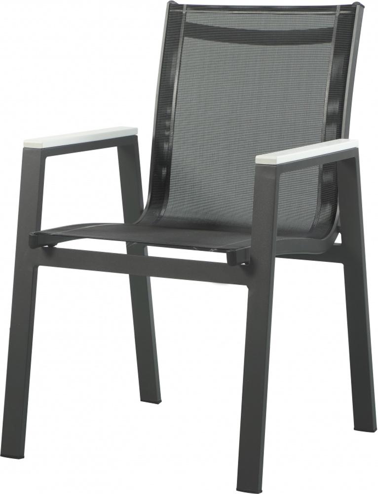Meridian Furniture - Nizuc Black Mesh Water Resistant Fabric Outdoor Patio Aluminum Mesh Dining Arm Chair (Set of 2) - 367Black-AC veiw 1