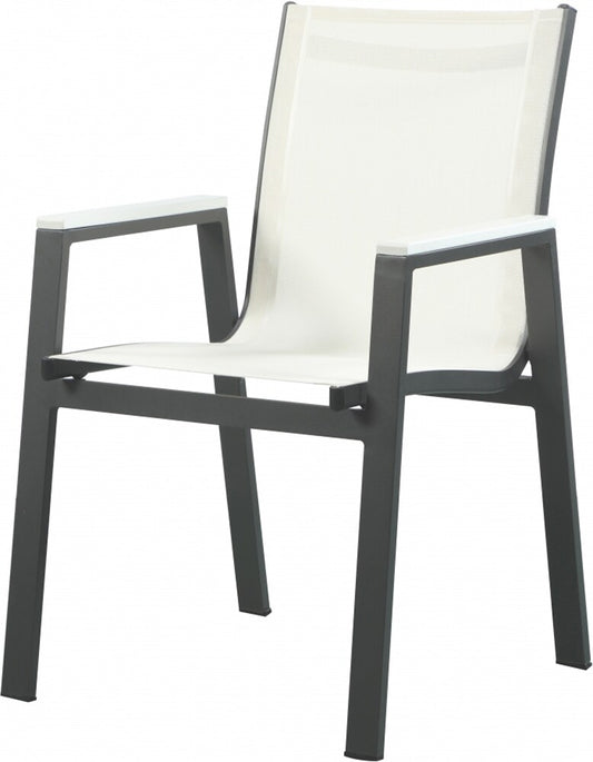 Meridian Furniture - Nizuc White Mesh Water Resistant Fabric Outdoor Patio Aluminum Mesh Dining Arm Chair (Set of 2) - 367White-AC veiw 1