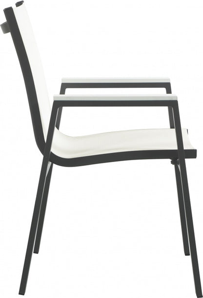 Meridian Furniture - Nizuc White Mesh Water Resistant Fabric Outdoor Patio Aluminum Mesh Dining Arm Chair (Set of 2) - 367White-AC veiw 4
