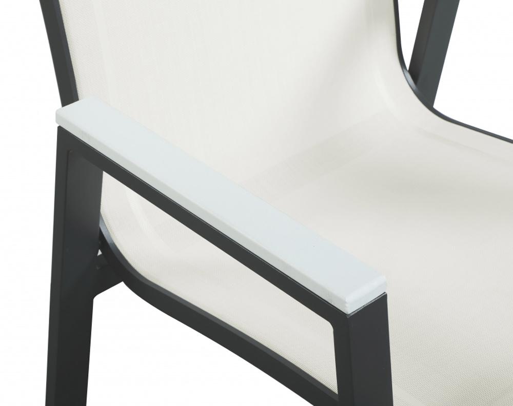 Meridian Furniture - Nizuc White Mesh Water Resistant Fabric Outdoor Patio Aluminum Mesh Dining Arm Chair (Set of 2) - 367White-AC veiw 5