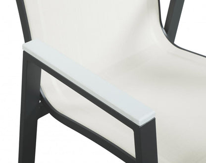 Meridian Furniture - Nizuc White Mesh Water Resistant Fabric Outdoor Patio Aluminum Mesh Dining Arm Chair (Set of 2) - 367White-AC veiw 5