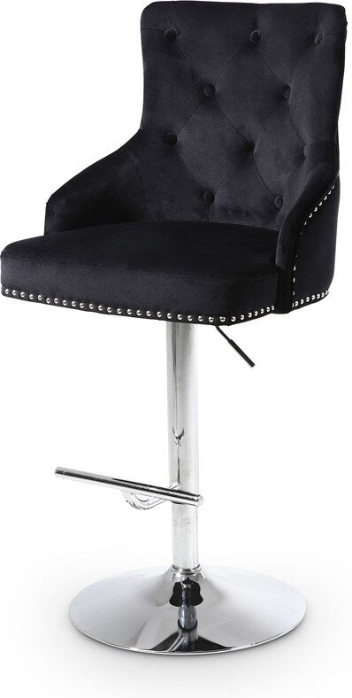 Meridian Furniture - Claude Black Velvet Adjustable Stool - 709Black veiw 1