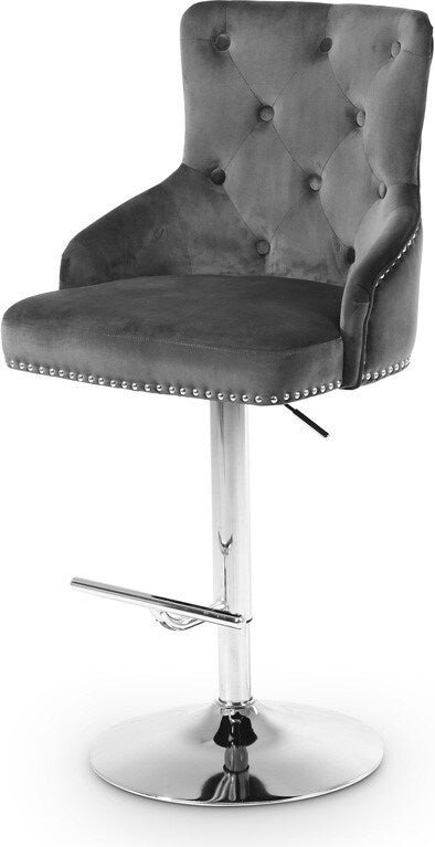 Meridian Furniture - Claude Grey Velvet Adjustable Stool - 709Grey veiw 1
