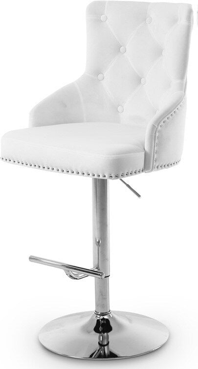 Meridian Furniture - Claude White Velvet Adjustable Stool - 709White veiw 1
