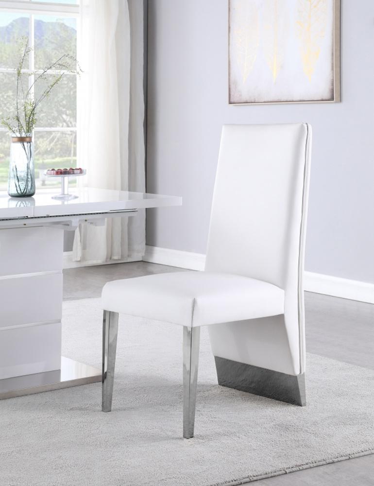 Meridian Furniture - Porsha White Vegan Leather Dining Chair (Set of 2) - 750White-C veiw 2
