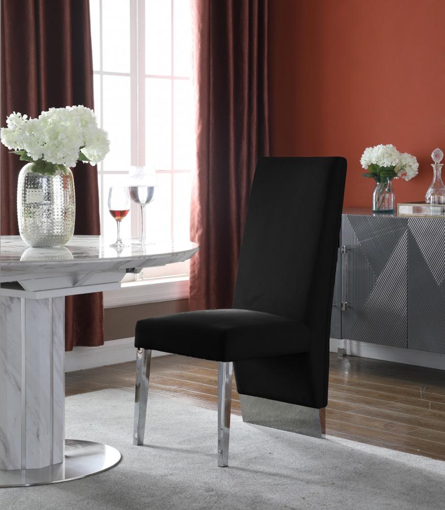 Meridian Furniture - Porsha Black Velvet Dining Chair (Set of 2) - 756Black-C veiw 2