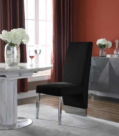Meridian Furniture - Porsha Black Velvet Dining Chair (Set of 2) - 756Black-C veiw 2